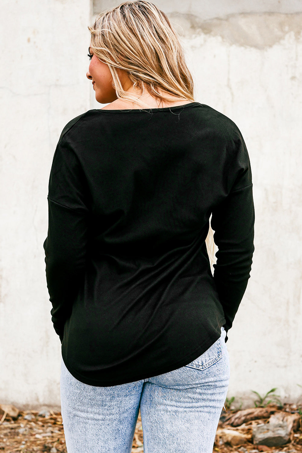 V Neck Long Sleeve Henley