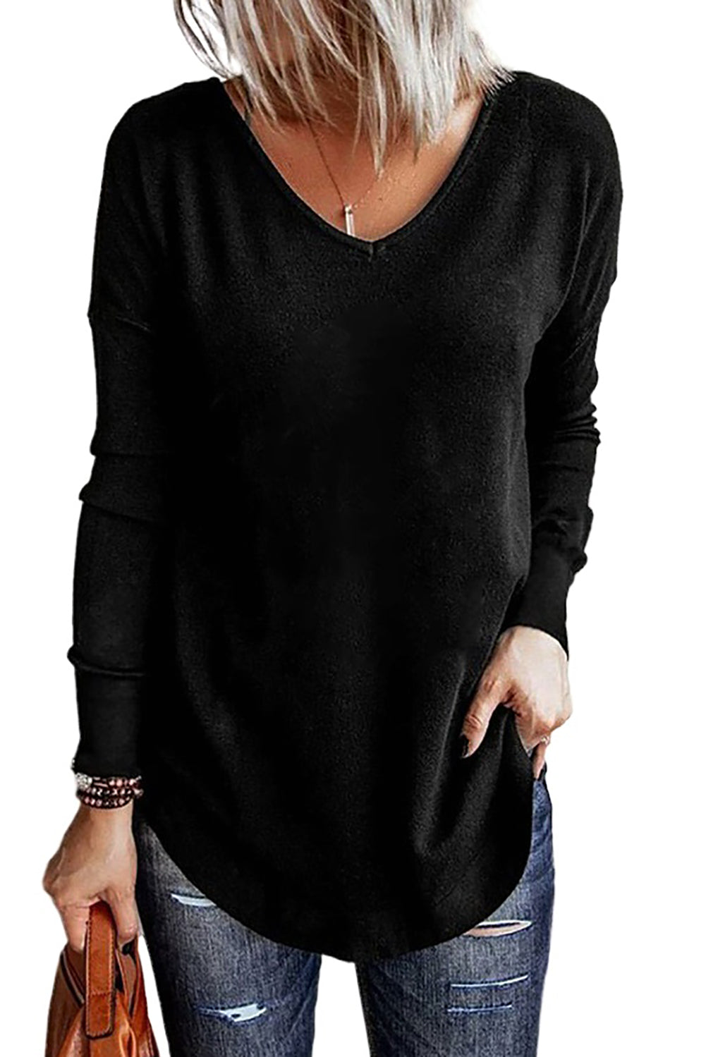 V Neck Long Sleeve Henley