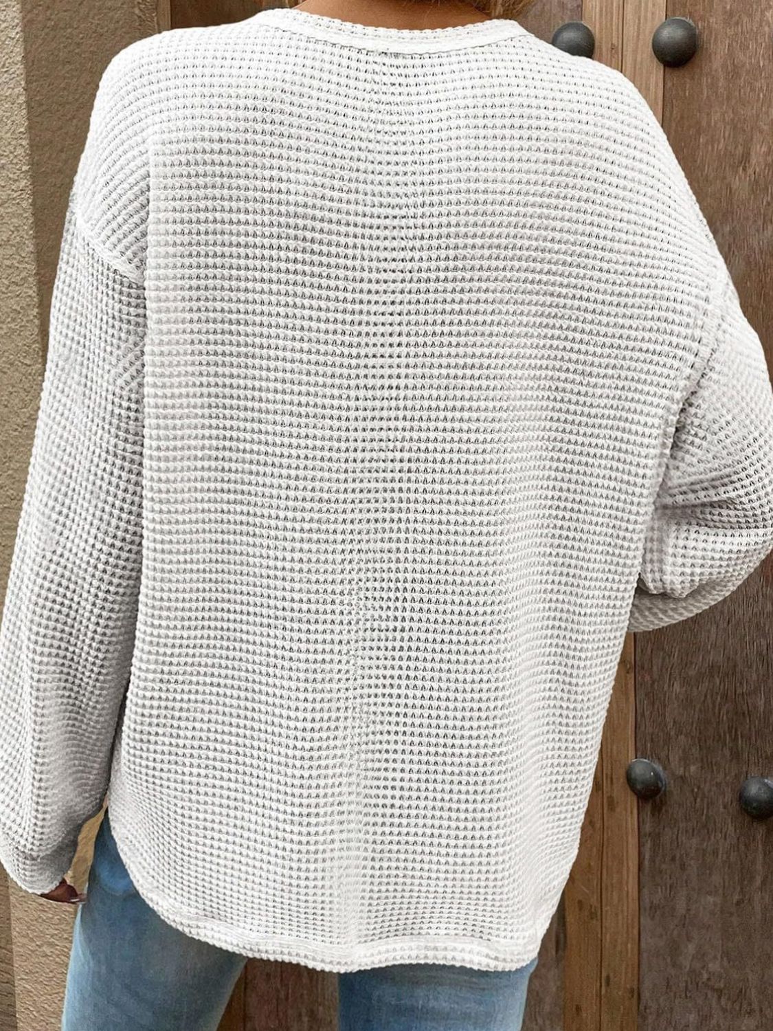 Waffle Knit Long Sleeve T-Shirt