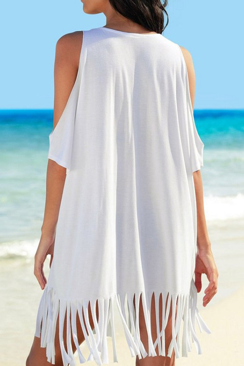 Fringe Cold Shoulder Cover Up