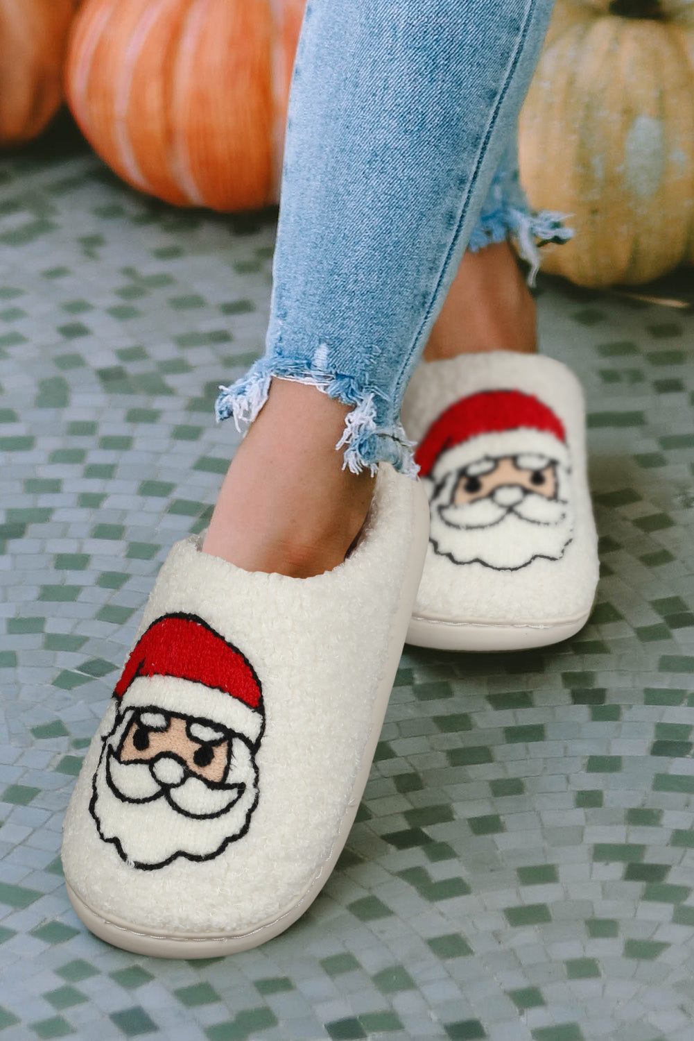 White Christmas Santa Clause Plush Slippers