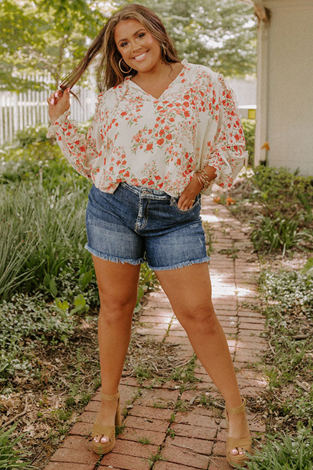 Vintage Wash Frayed Denim Shorts