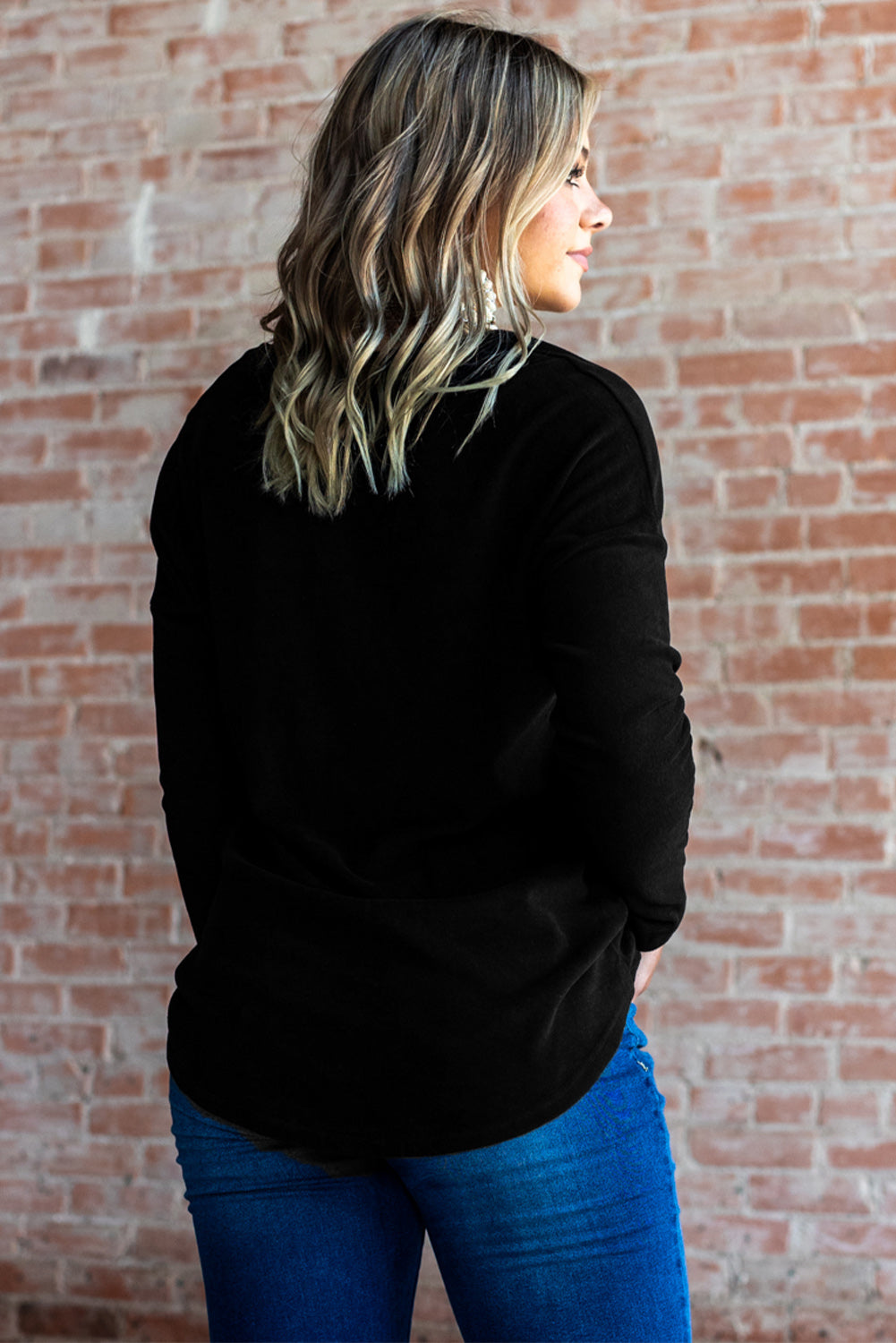 V Neck Long Sleeve Henley