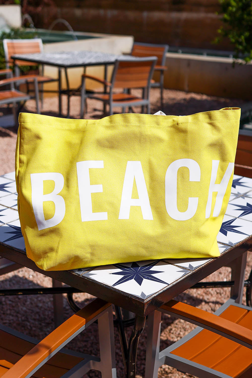 BEACH Letter Print Large Canvas Bag