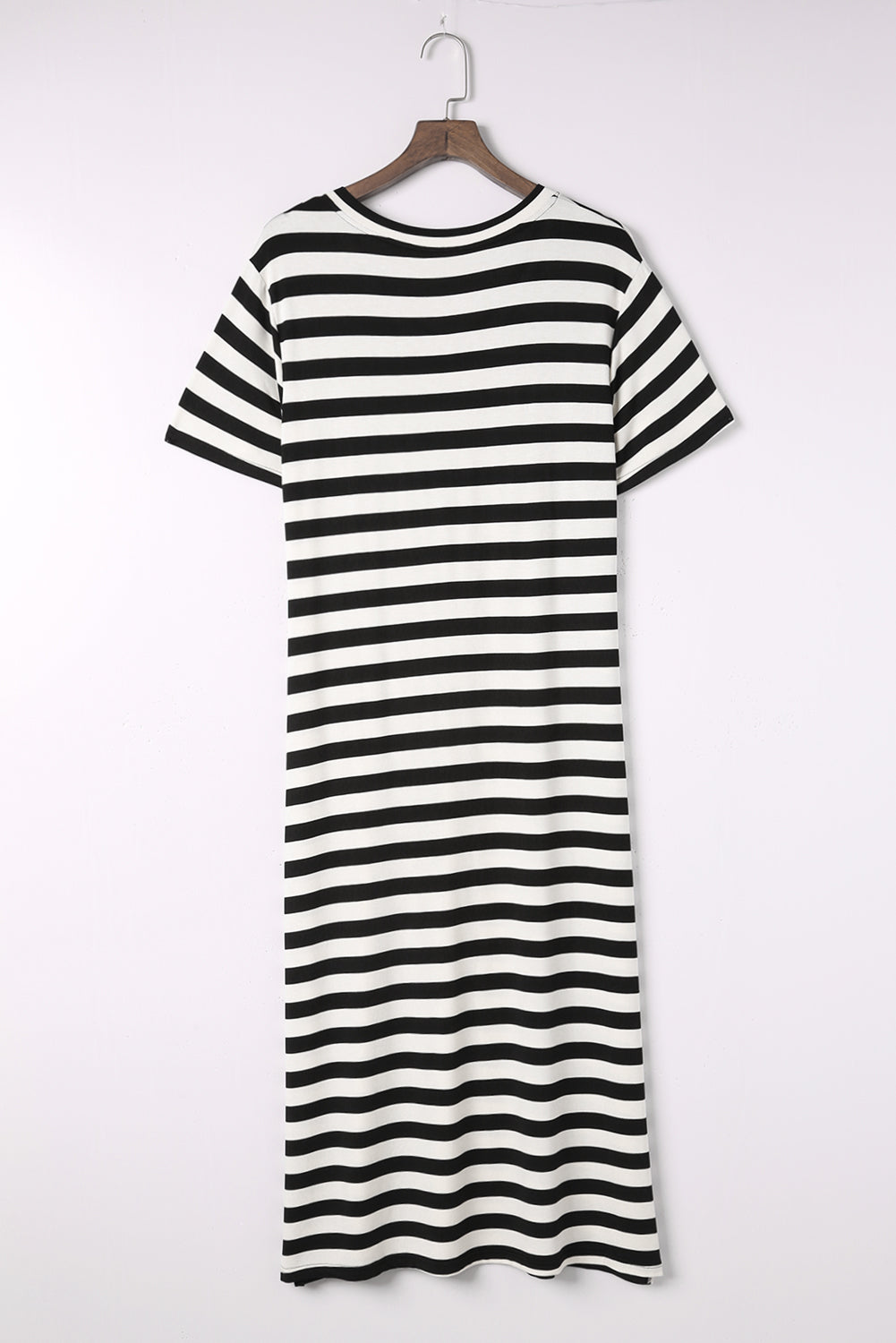 Stripe Print V Neck Maxi Dress with Side Splits