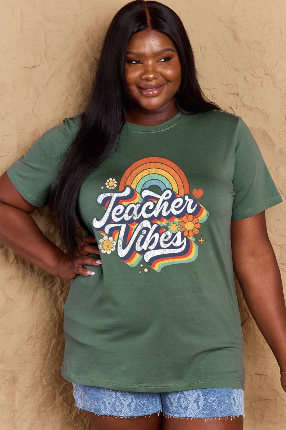 Simply Love TEACHER VIBES Graphic Cotton T-Shirt