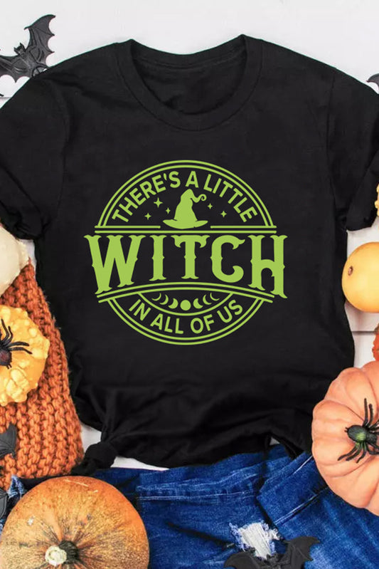 Black" WITCH" Halloween Graphic T Shirt