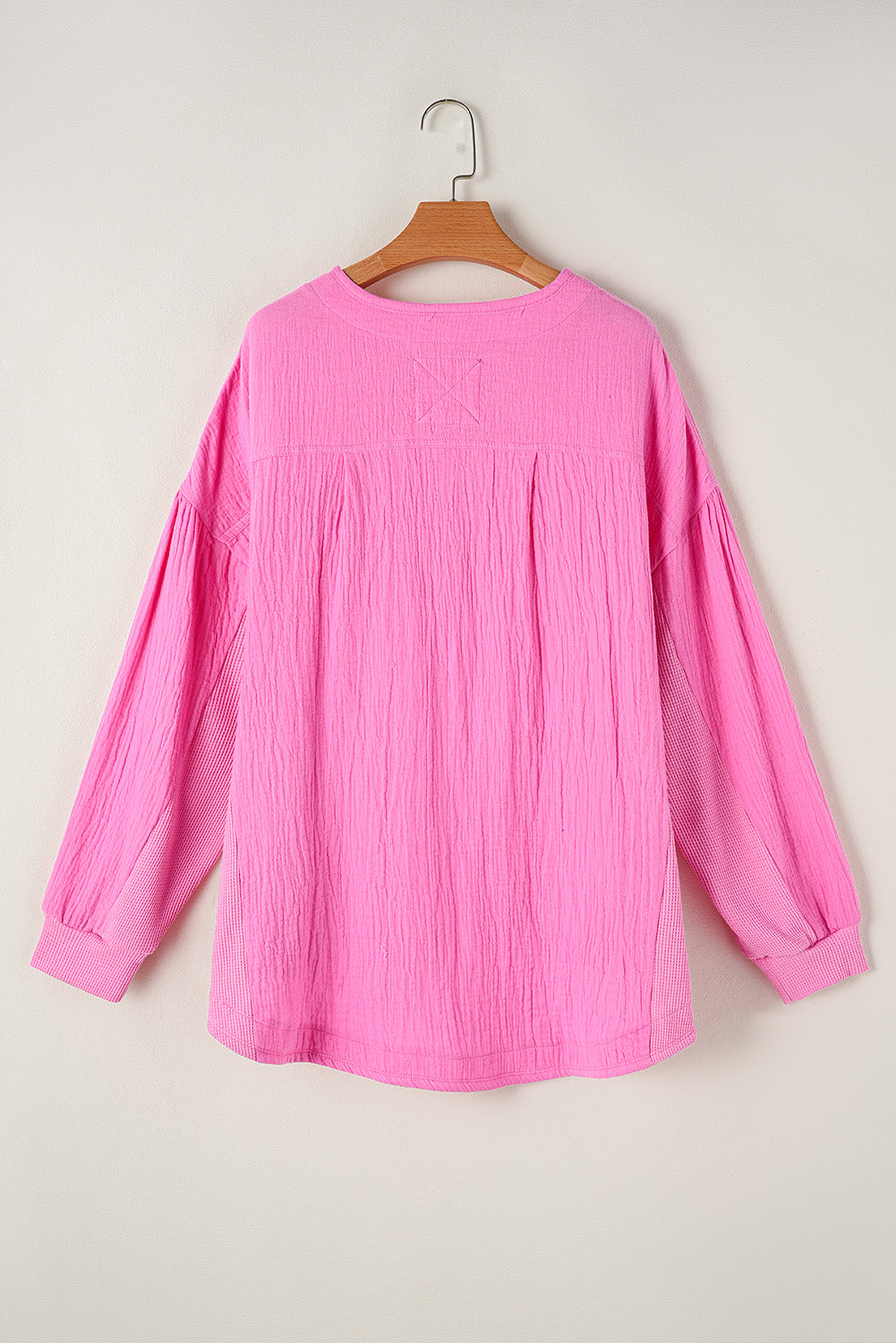 Bonbon Half Buttons Chest Pocket Drop Sleeve Top