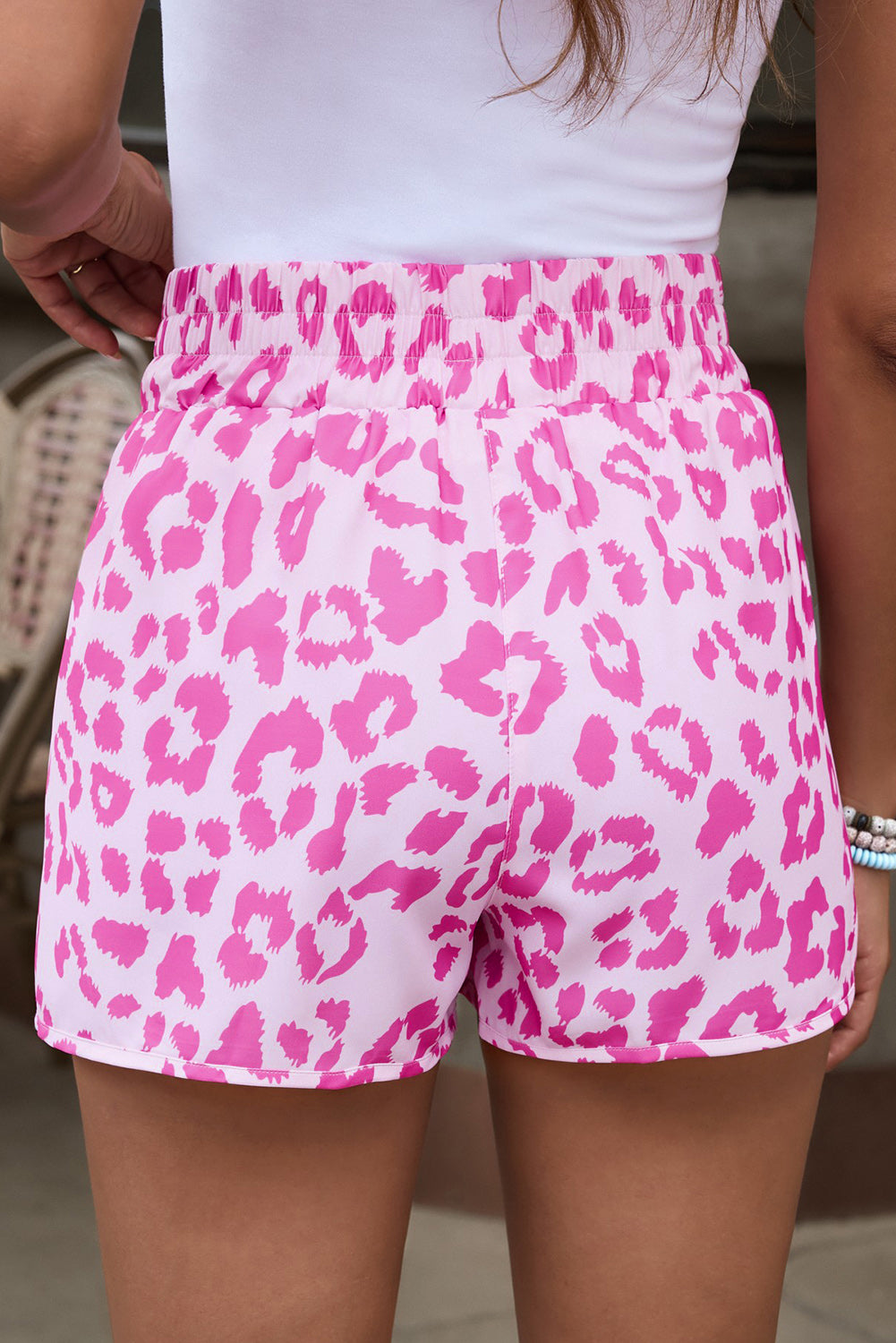 Pink Leopard High Waisted Athletic Shorts