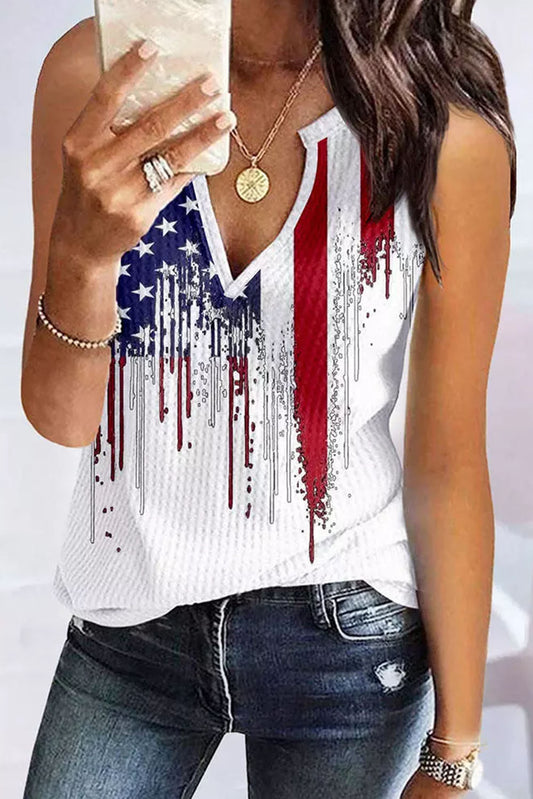 American Flag V Neck Tank Top