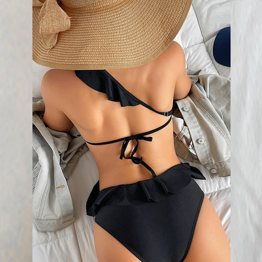 One Piece One Shoulder Hollow Swimsuit Bikini