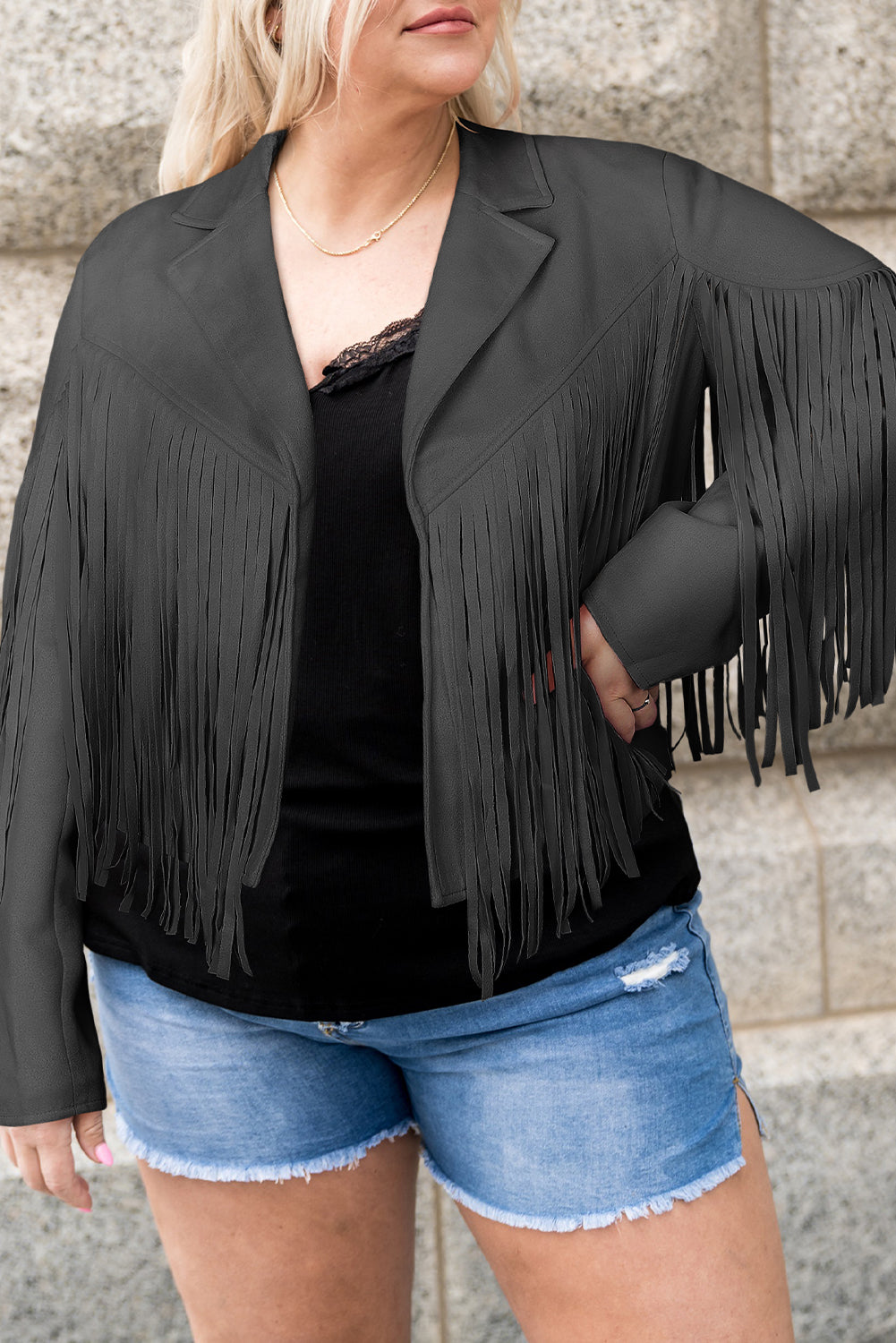 Fringe Open Front Jacket