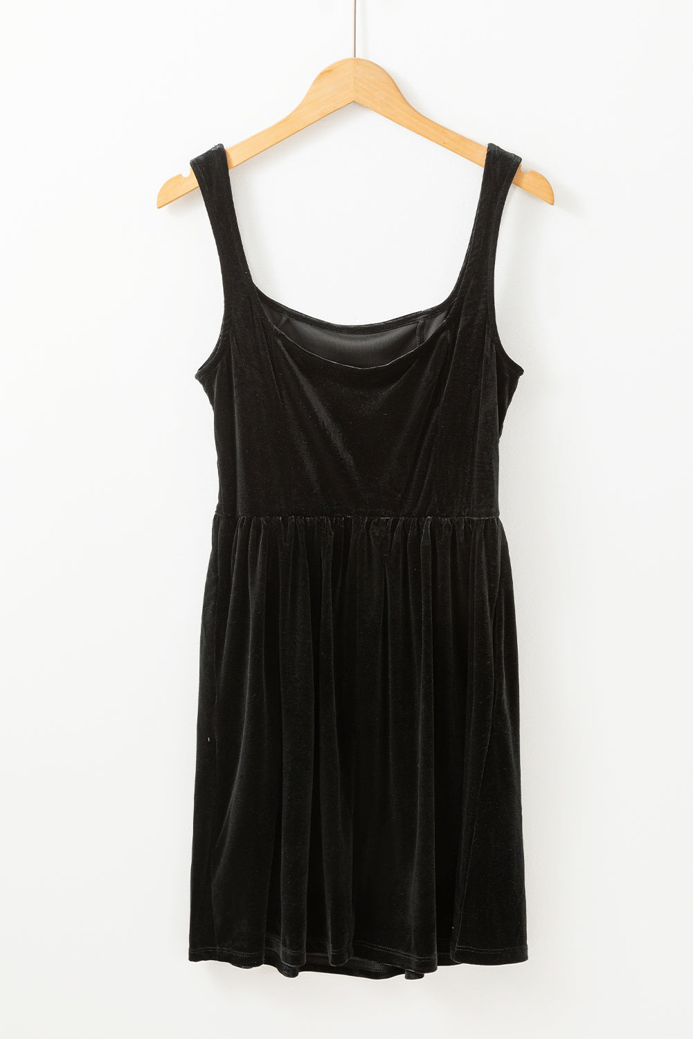 Black Velvet  Mini Dress with Pockets