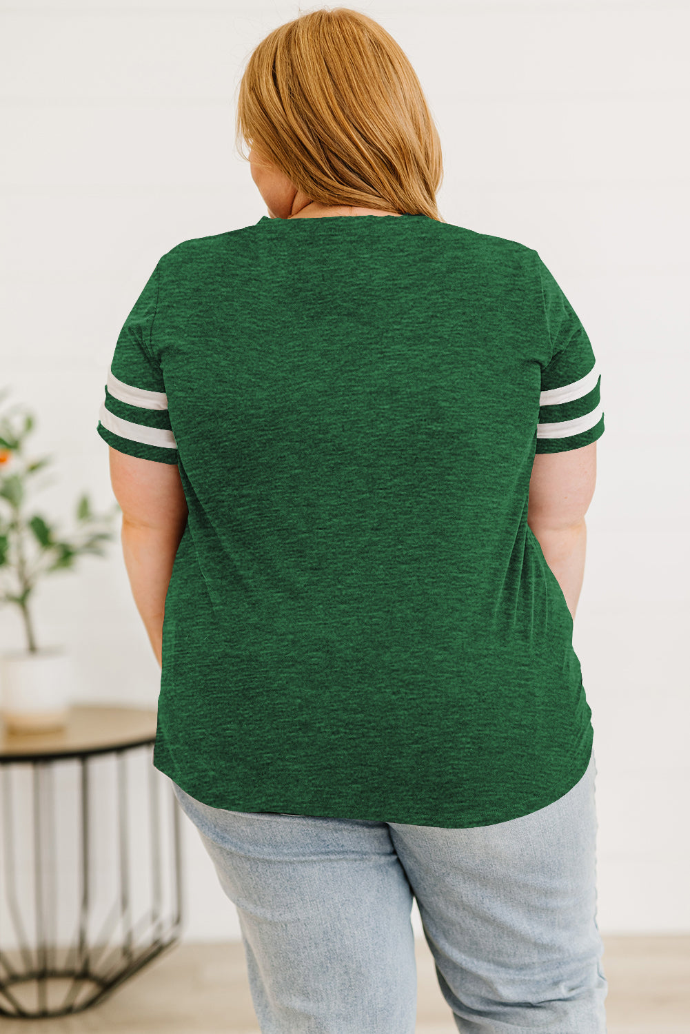 Plus Size Striped V-Neck Tee Shirt