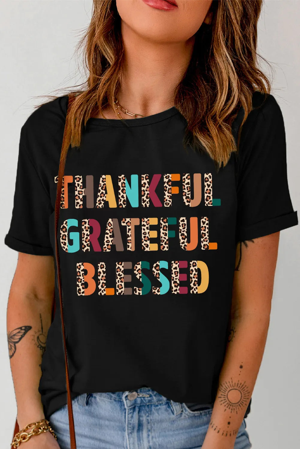 Graphic "Thankful" Short Sleeve T-Shirt