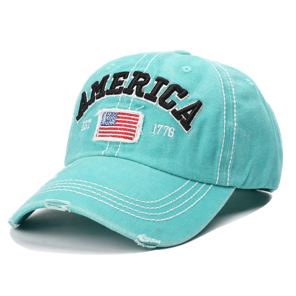 Men's Broken Hole Washed Into Old Cap