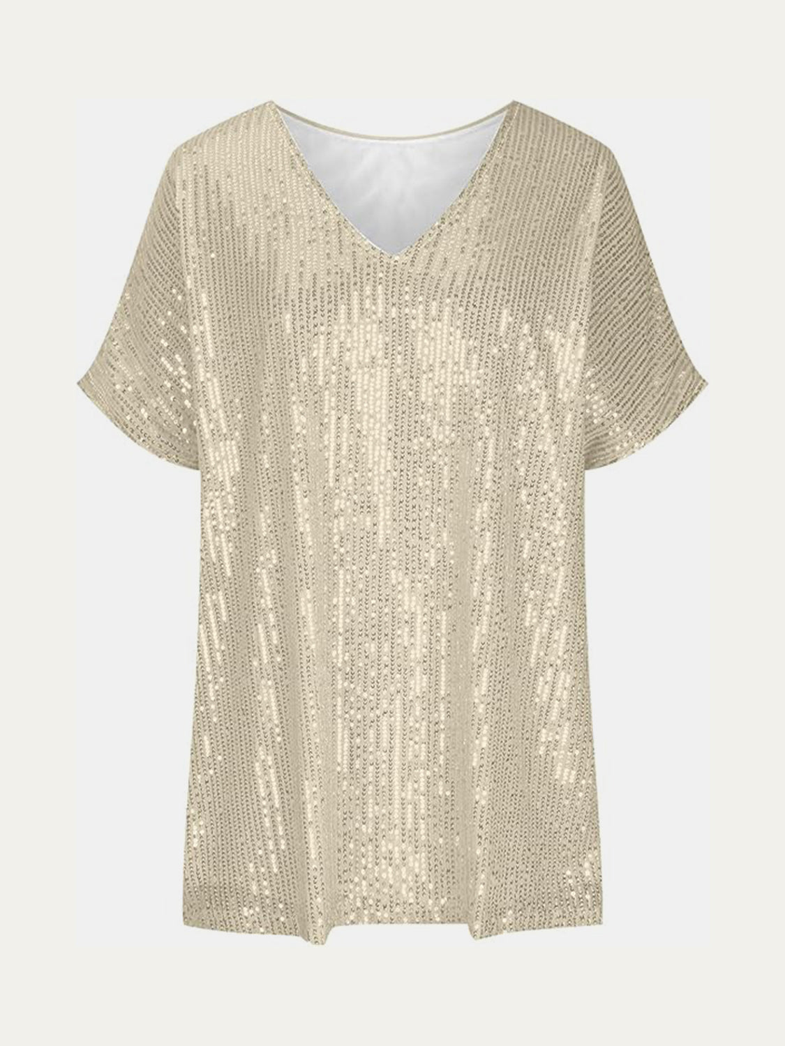 Sequin V-Neck Short Sleeve Top