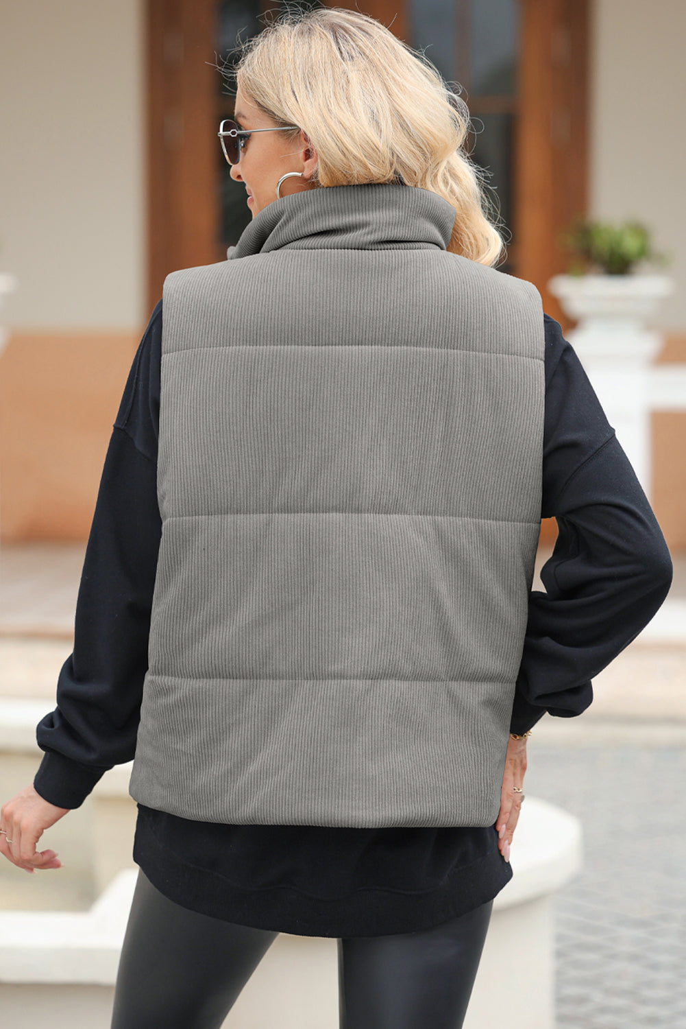 Pocketed Zip Up Puffer Vest