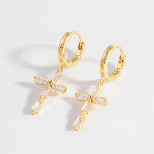 Zircon Cross Earrings