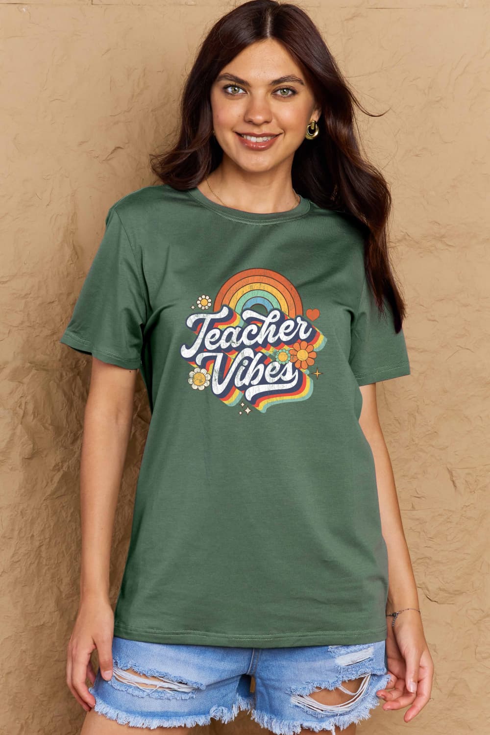 Simply Love TEACHER VIBES Graphic Cotton T-Shirt