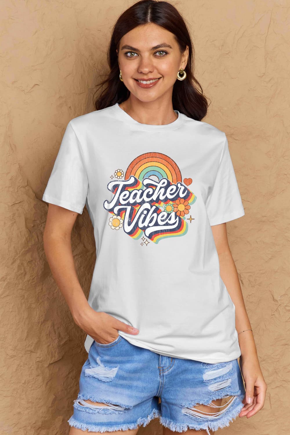 Simply Love TEACHER VIBES Graphic Cotton T-Shirt