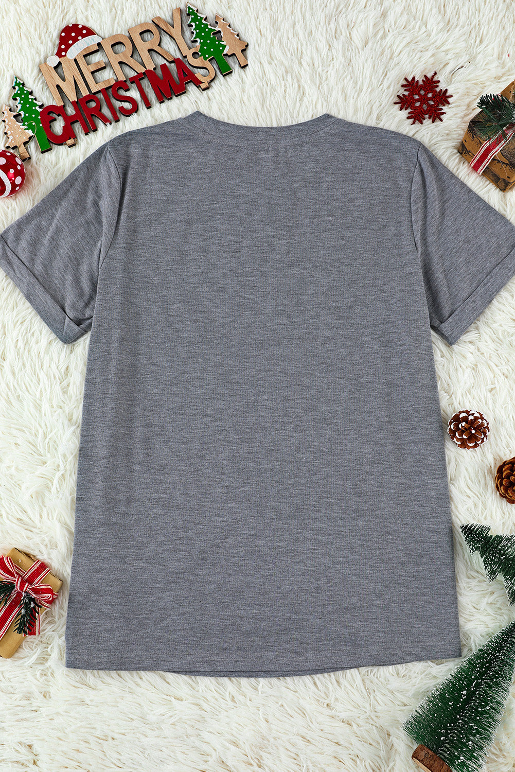 Gray Christmas Santa Hat Graphic Tee