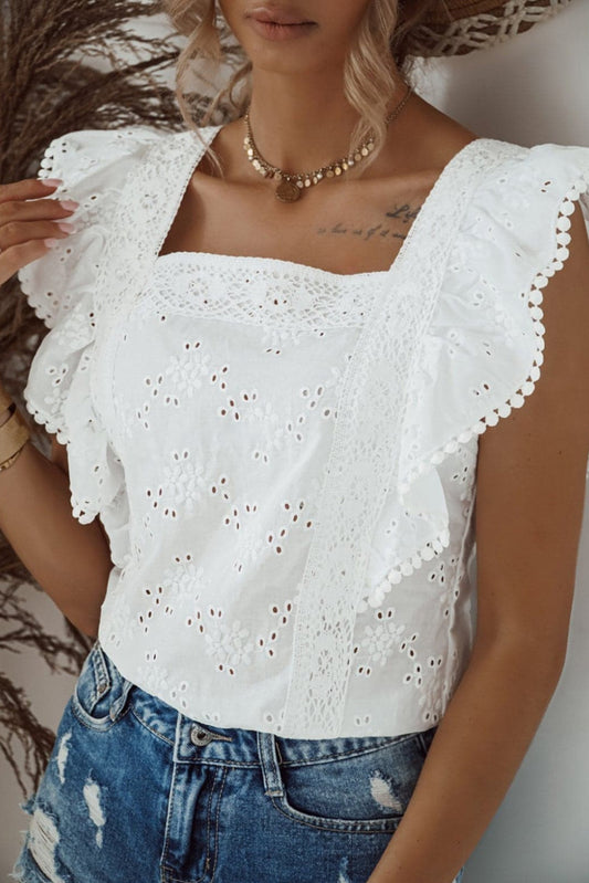 Square Neck Ruffle Blouse