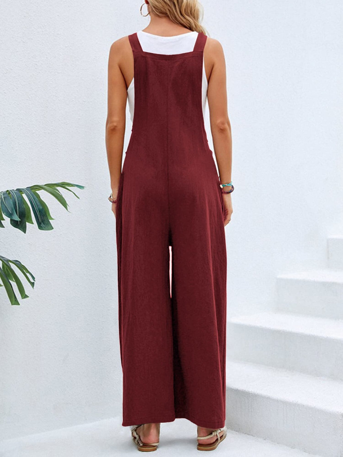 Square Neck Wide Strap Overalls