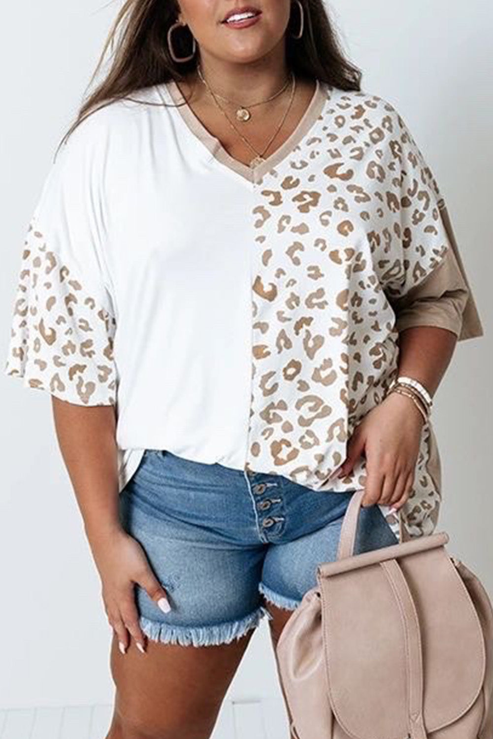 Leopard Patchwork Short Sleeve Top