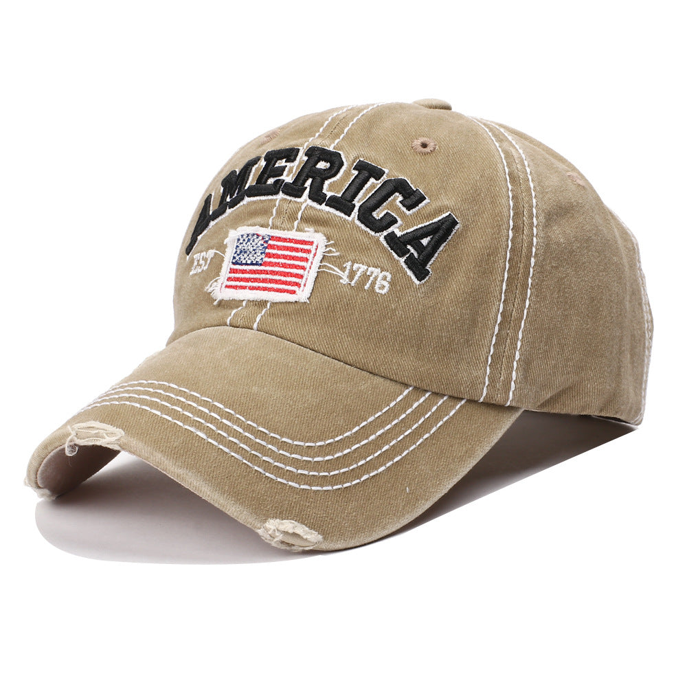 Men's Broken Hole Washed Into Old Cap