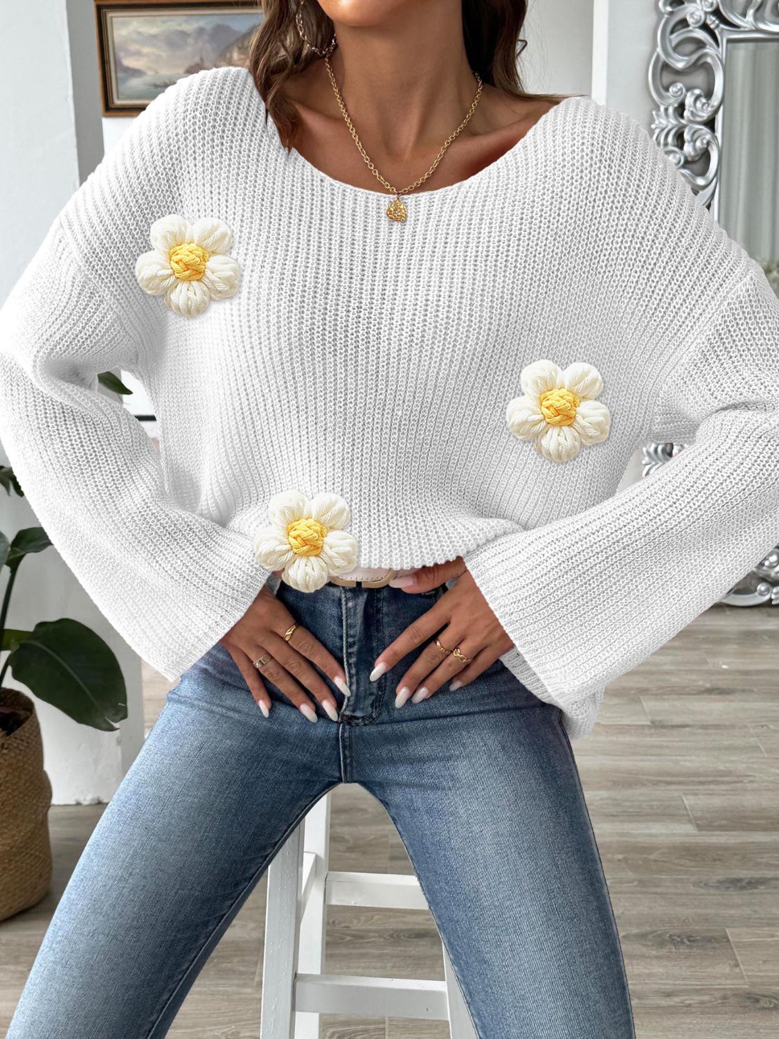 Daisies Long Sleeve Sweater