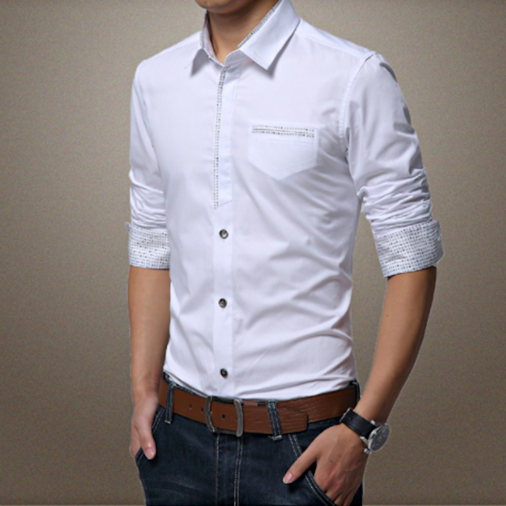 Mens Shirt with Contrasting Pocket and Cuff Details