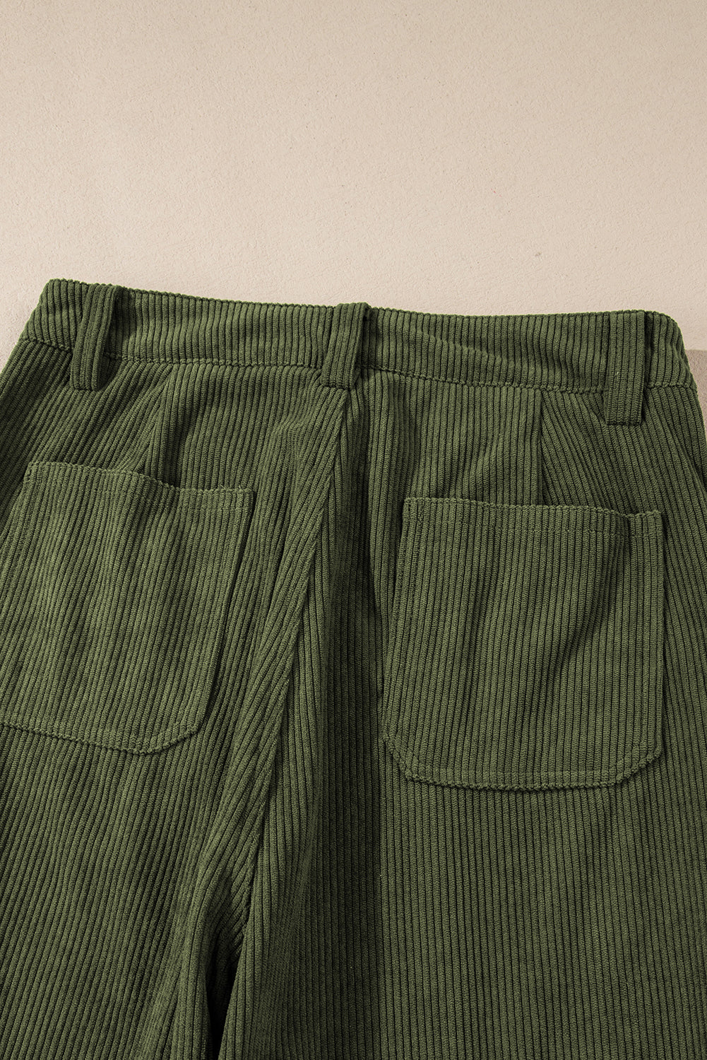 Brown High Waist Square Pockets Corduroy Pants