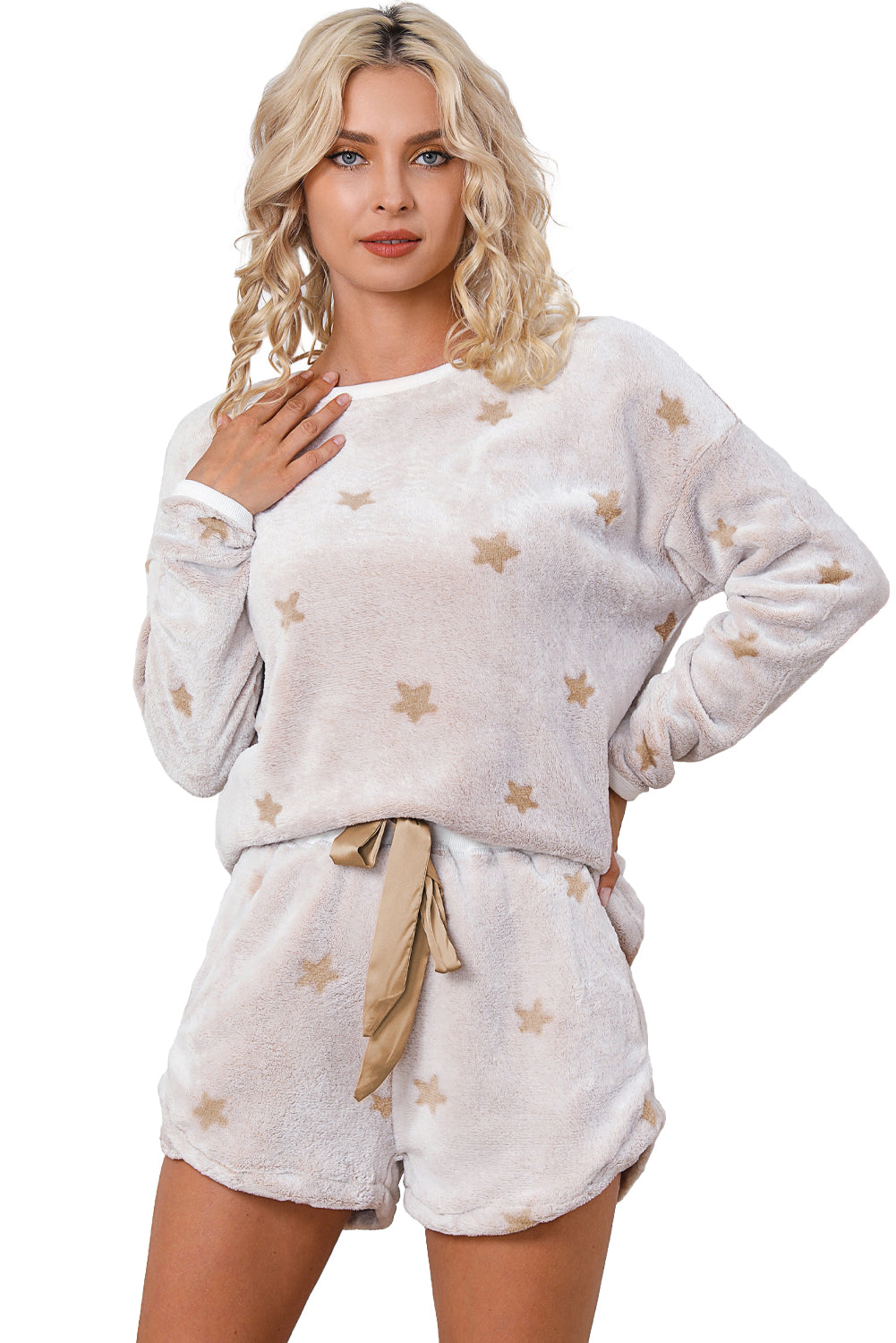 Long Sleeve Pullover and Shorts Lounge Set