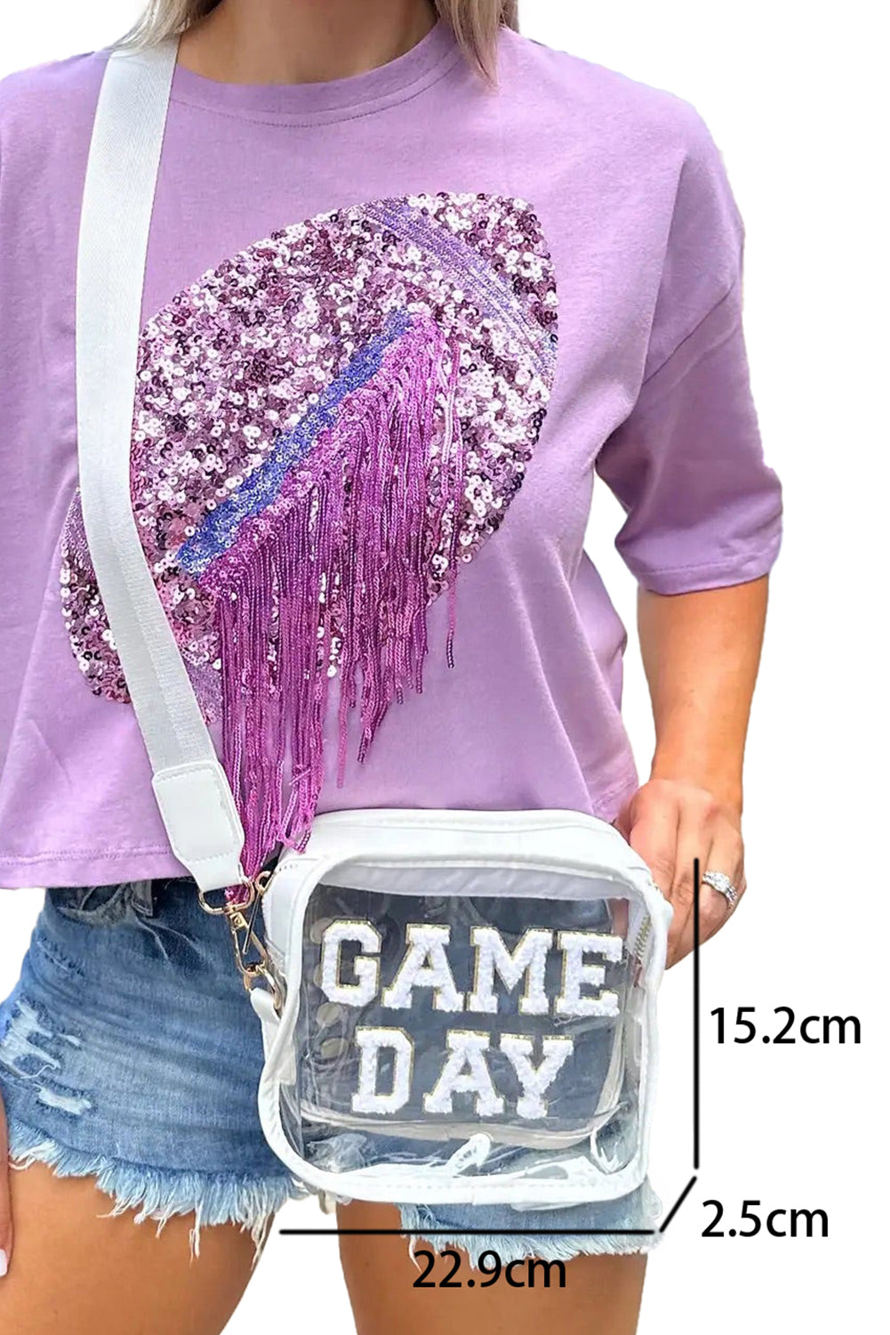 Fiery Red GAME DAY Rugby Football Clear Shoulder Bag