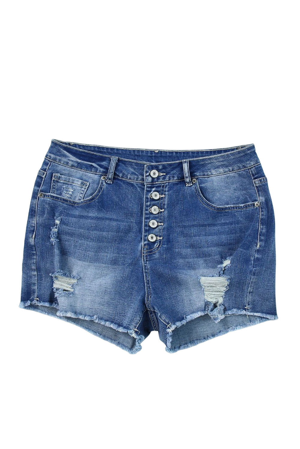 Button Fly High Rise Denim Shorts