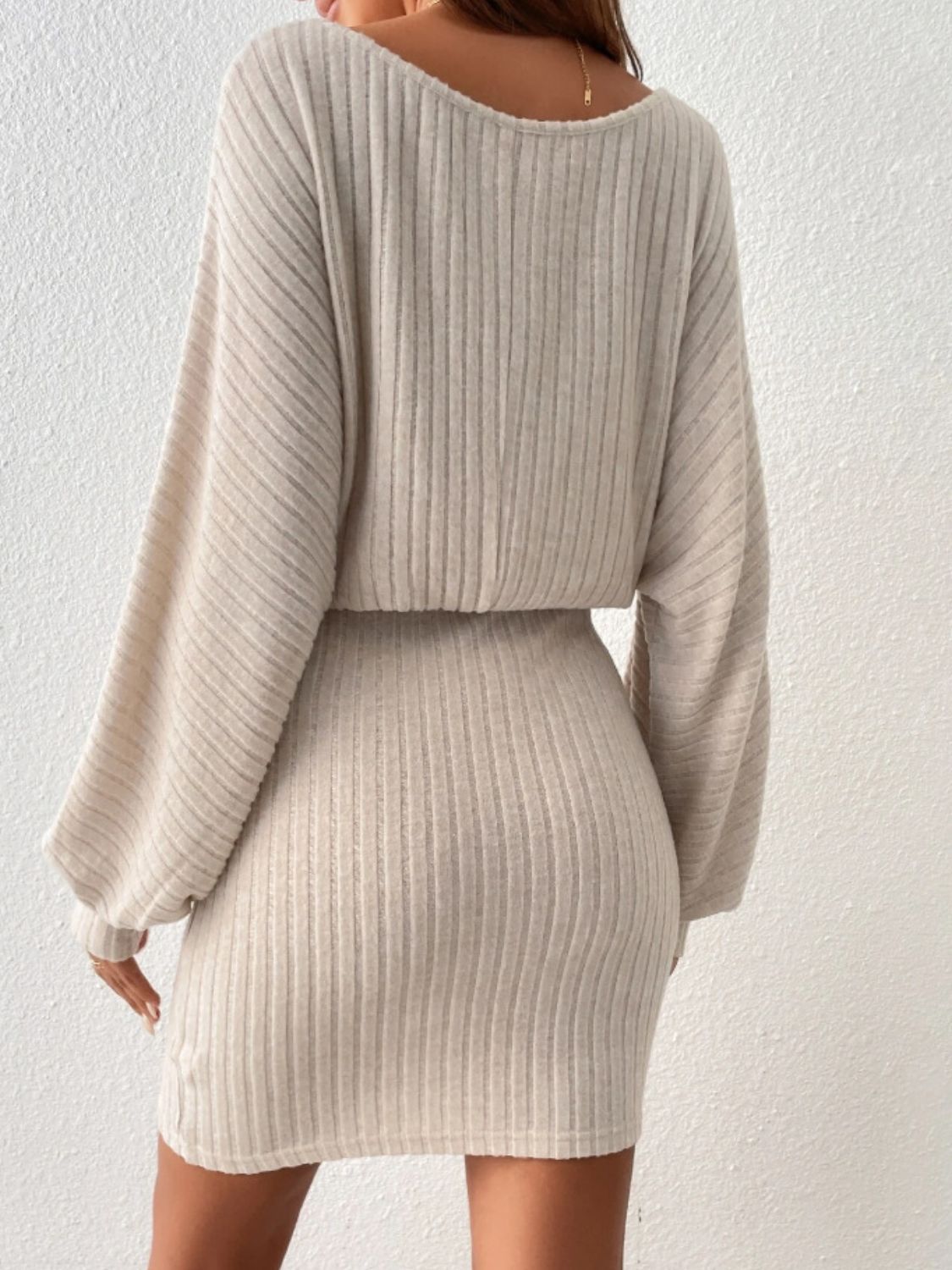 Tie Waist Long Sleeve Mini Dress