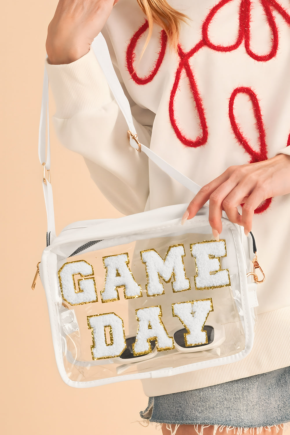 Fiery Red GAME DAY Rugby Football Clear Shoulder Bag