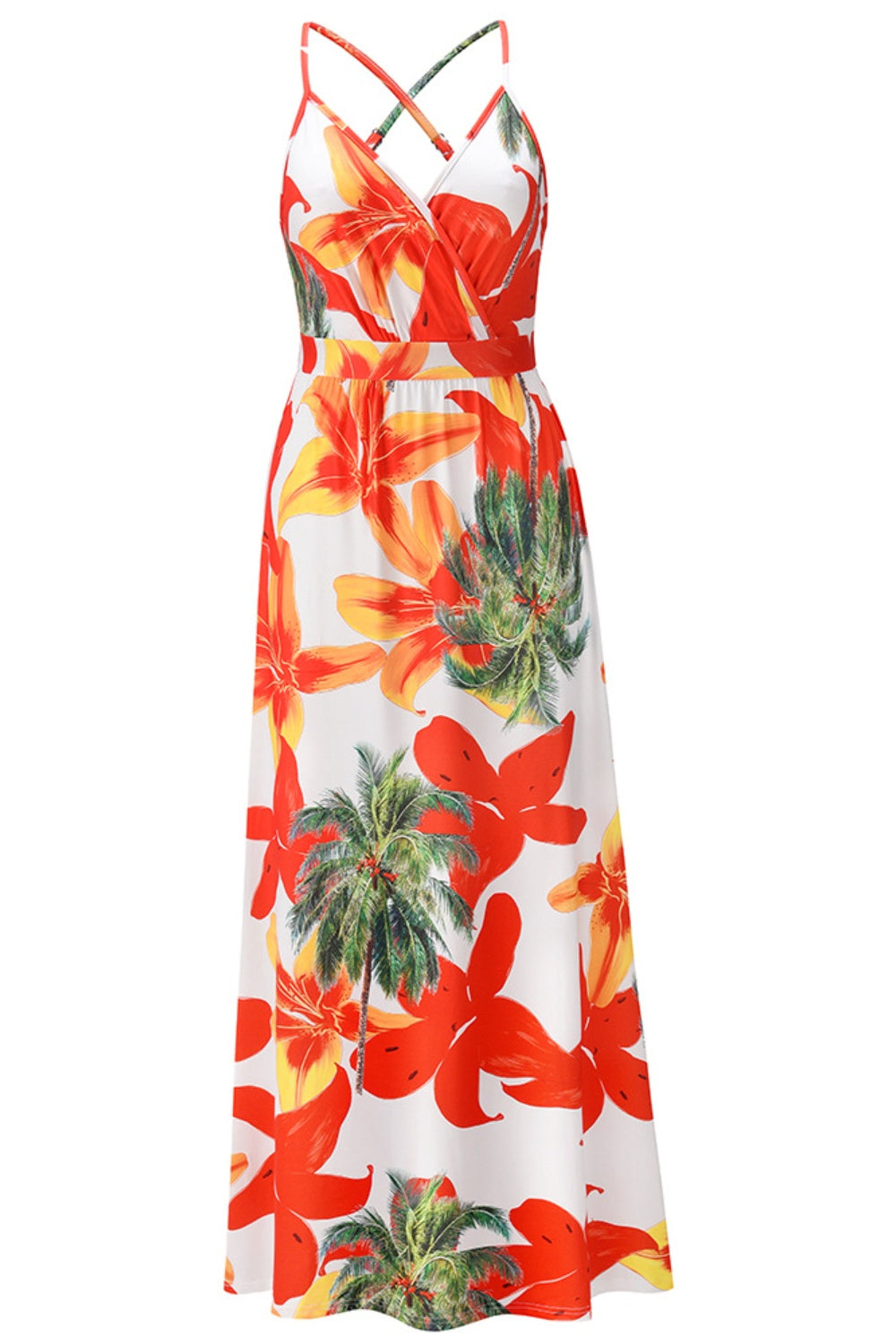 Crisscross Floral Surplice Cami Dress