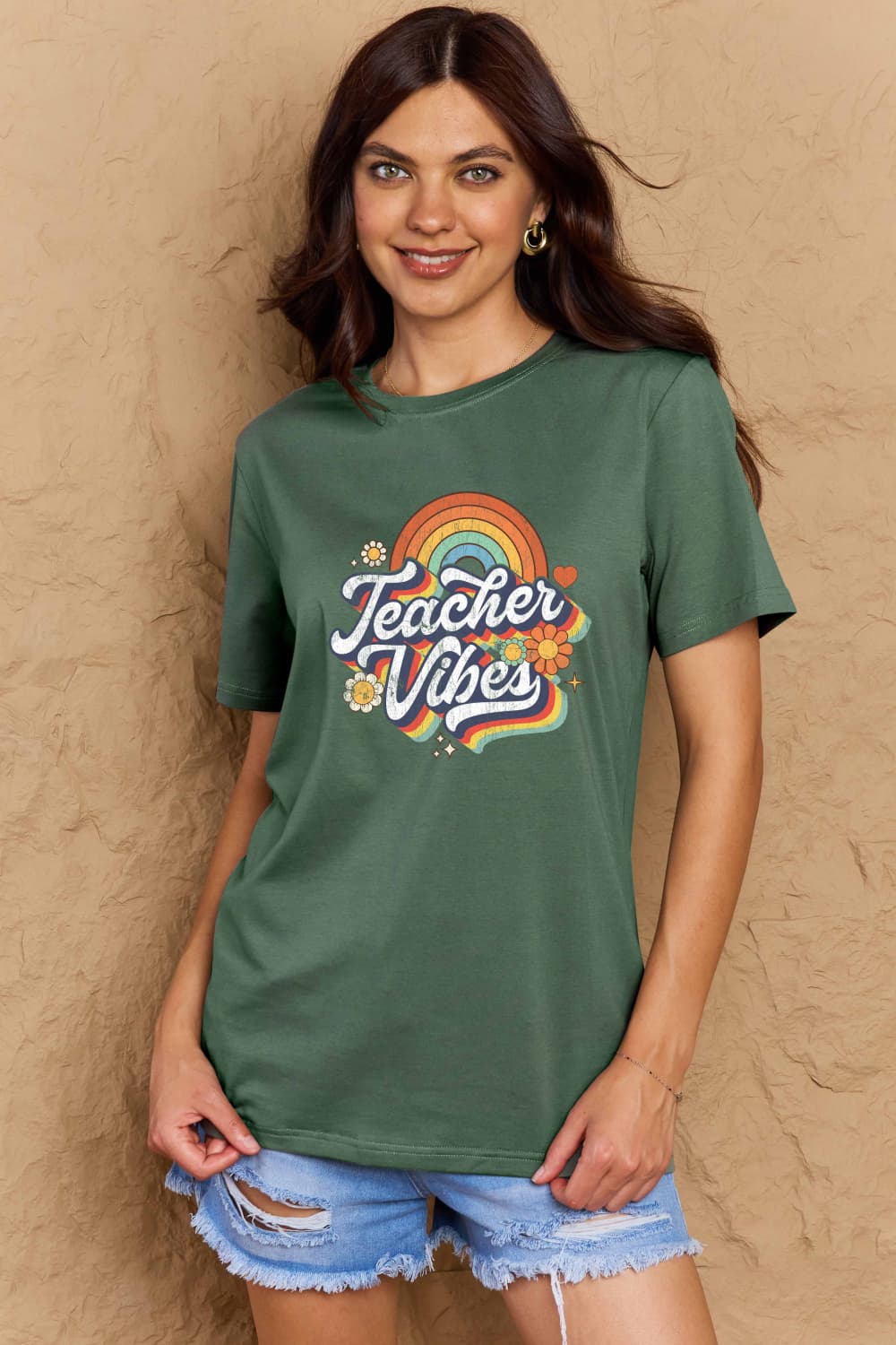 Simply Love TEACHER VIBES Graphic Cotton T-Shirt