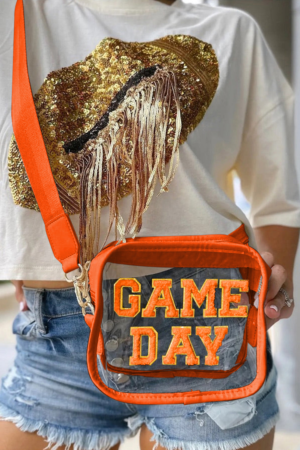 Fiery Red GAME DAY Rugby Football Clear Shoulder Bag