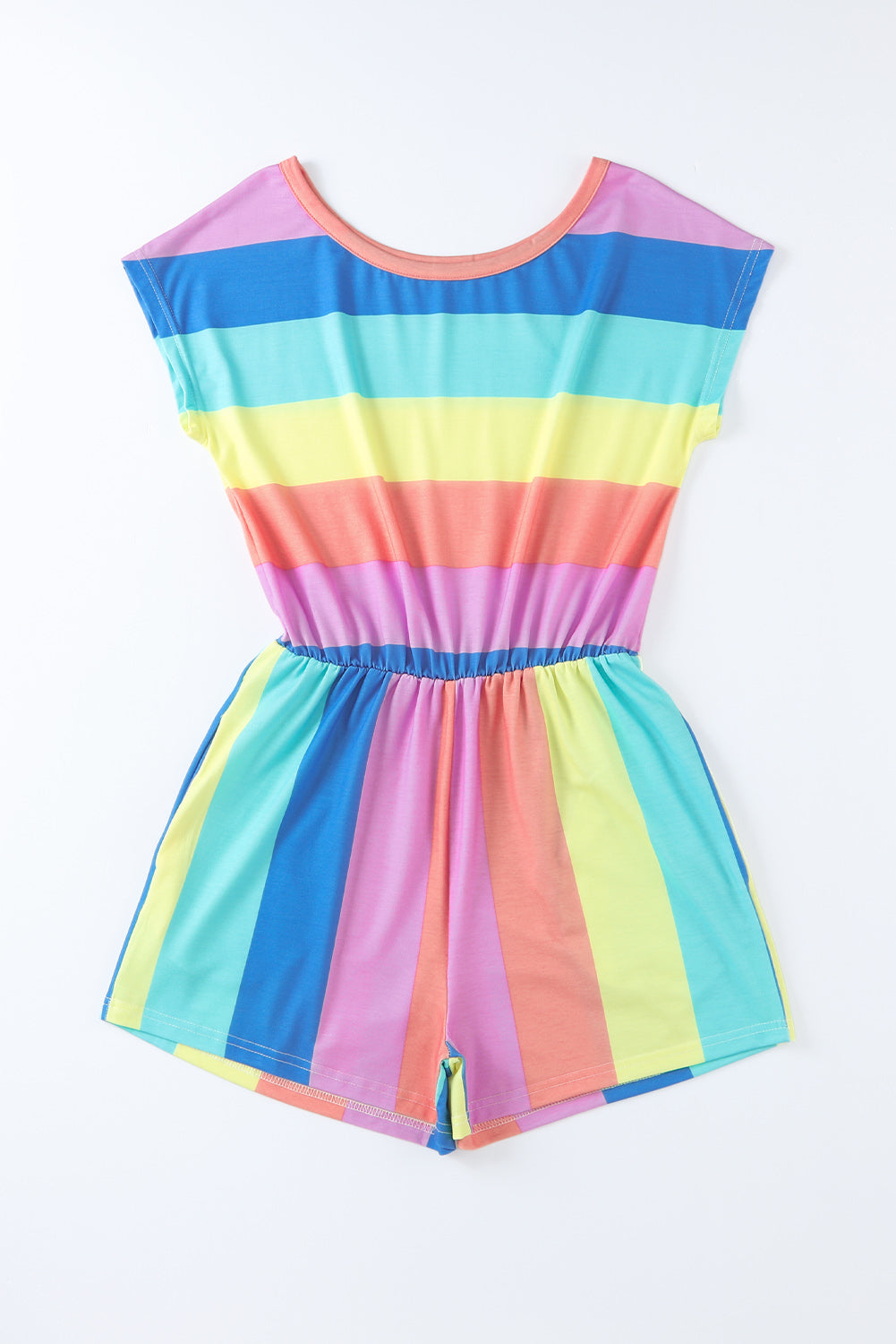 Multicolor Colorblock Pocketed V Neck T-shirt Dress