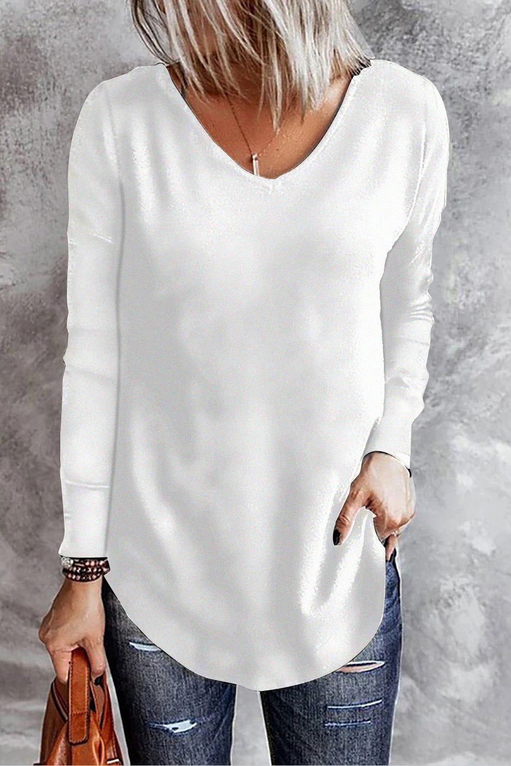 V Neck Long Sleeve Henley