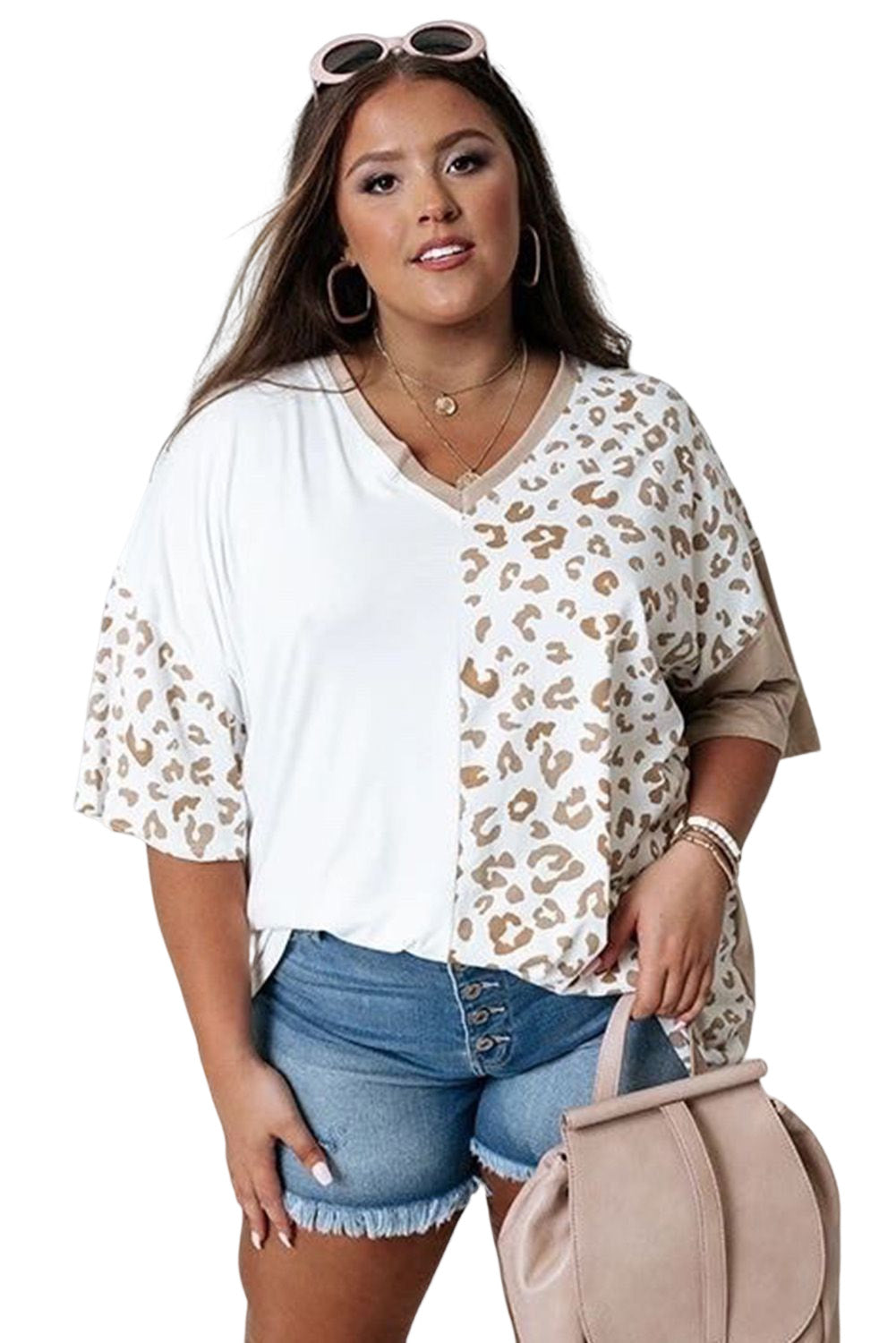 Leopard Patchwork Short Sleeve Top