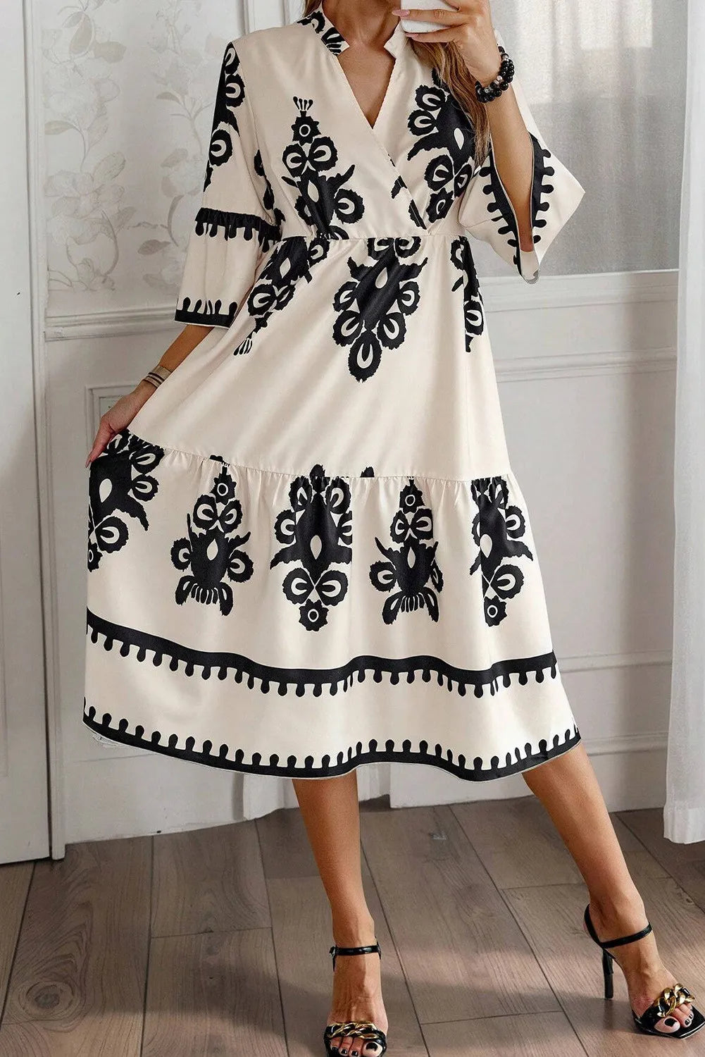 Half Sleeve Knee Length Dress