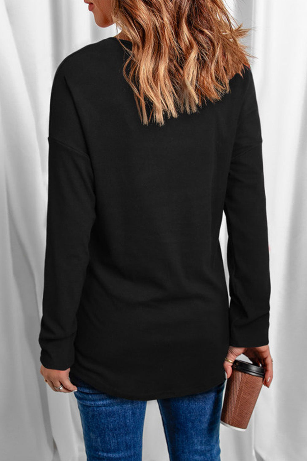 V Neck Long Sleeve Henley