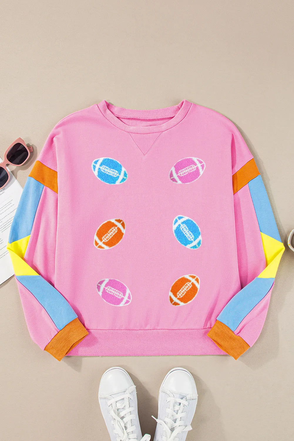 Pink Football Long Sleeve Sweatshirt