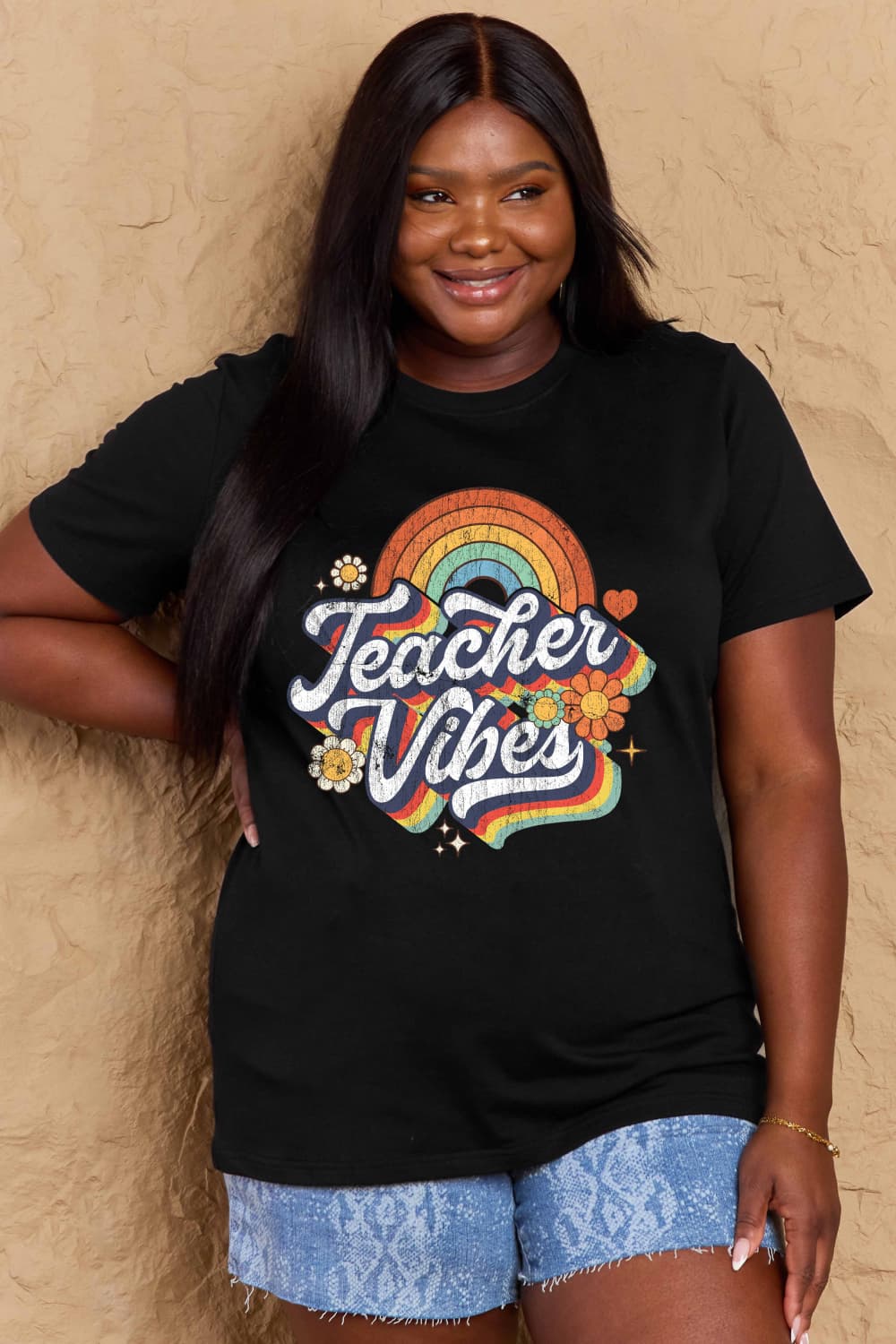 Simply Love TEACHER VIBES Graphic Cotton T-Shirt