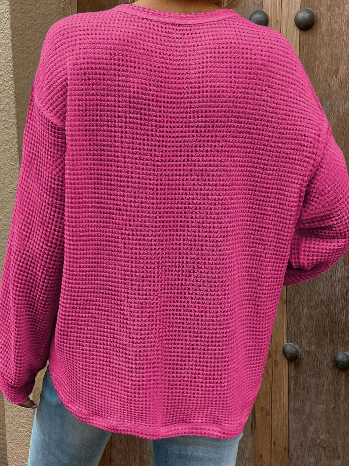 Waffle Knit Long Sleeve T-Shirt