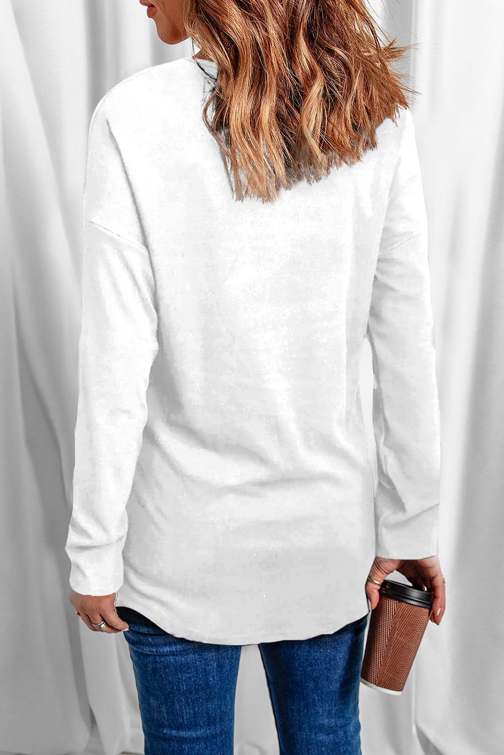 V Neck Long Sleeve Henley